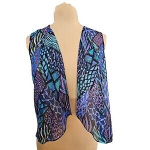 Bob Mackie Cardigan Womens XS Kimono Wearable Art Lightweight Open Front Vest
